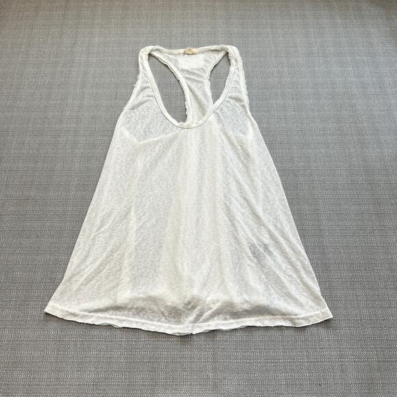 POL Cami Tank Top Shirt‎ Womens Large White Raw Hems Racerback Y23k Whimsy - Picture 1 of 8